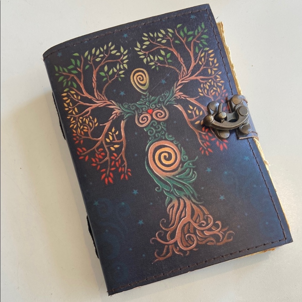 Brand New / Handmade Leather Tree Goddess Notebook